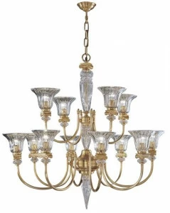 Possoni Illuminazione Атласная люстра из чистого золота с хрусталем Natascia 27077/8+4
