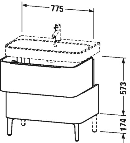 H2637302222 Тумбочка напольная Happy D.2 #H26373 775 x 480 мм Белый глянцевый декор Duravit - Вид №1