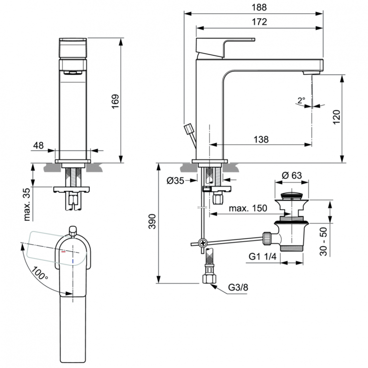 A7107AA Смеситель для раковины Ideal Standard EDGE - Вид №6