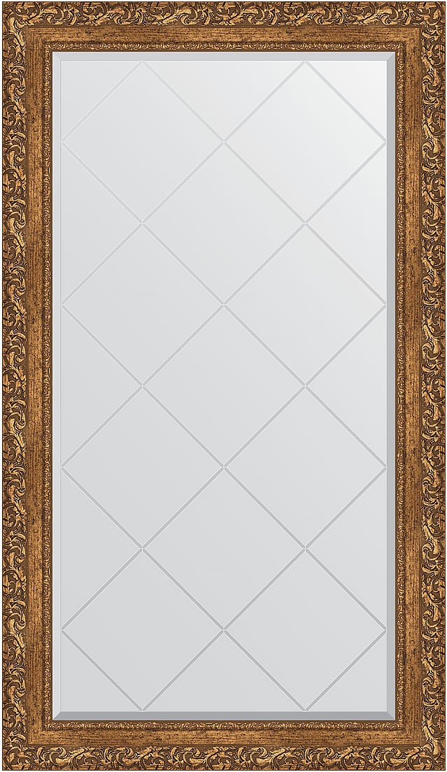 BY 4228 Зеркало с гравировкой в багетной раме - виньетка бронзовая 85 mm EVOFORM Exclusive-G