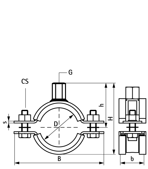 33177325 Stainless Steel Heavy Duty Clamp with Lining (M12, M16) walraven  - Вид №1
