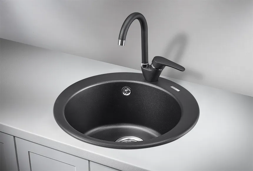 4801, ШВАРЦ (чёрный металлик), кухонная мойка, кварц GRANULA 4801-ST62