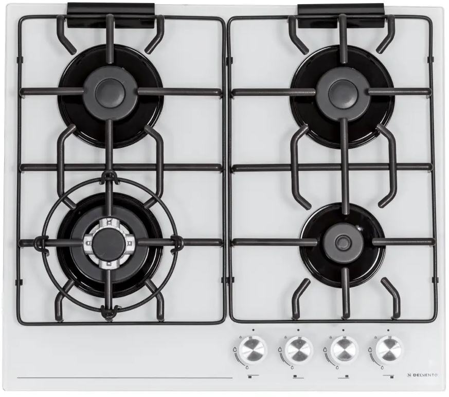 91388835 Газовая варочная панель Delvento V60H41C001 59 см 4 конфорки цвет белый STLM-0861188