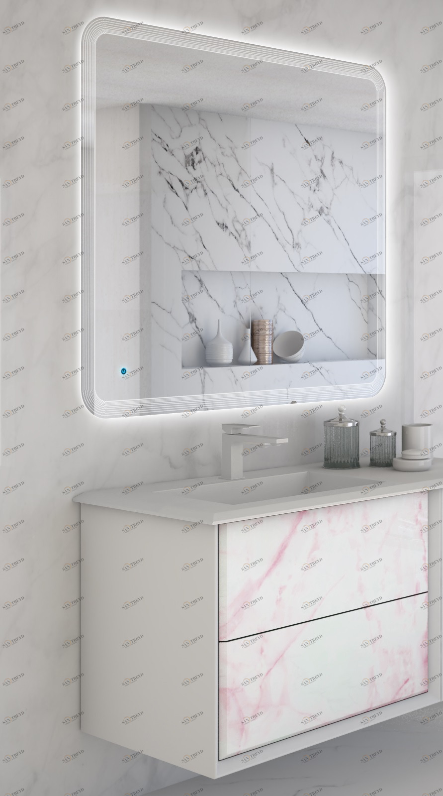 Мебель для ванной CEZARES BELLAGIO 70 Light Pink Stone