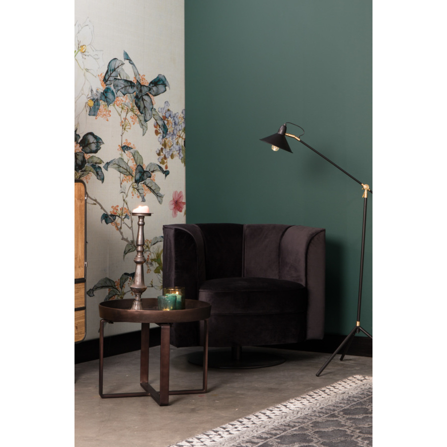 Кресло Flower черное крутящееся на одной ножке Dutchbone 3100068 - Вид №1