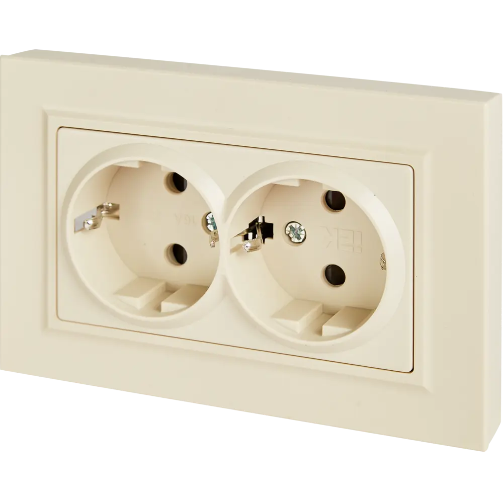Розетка двойная IEK Brite с защитными шторками и заземлением 87761501 STLM-1109602 - Вид №1