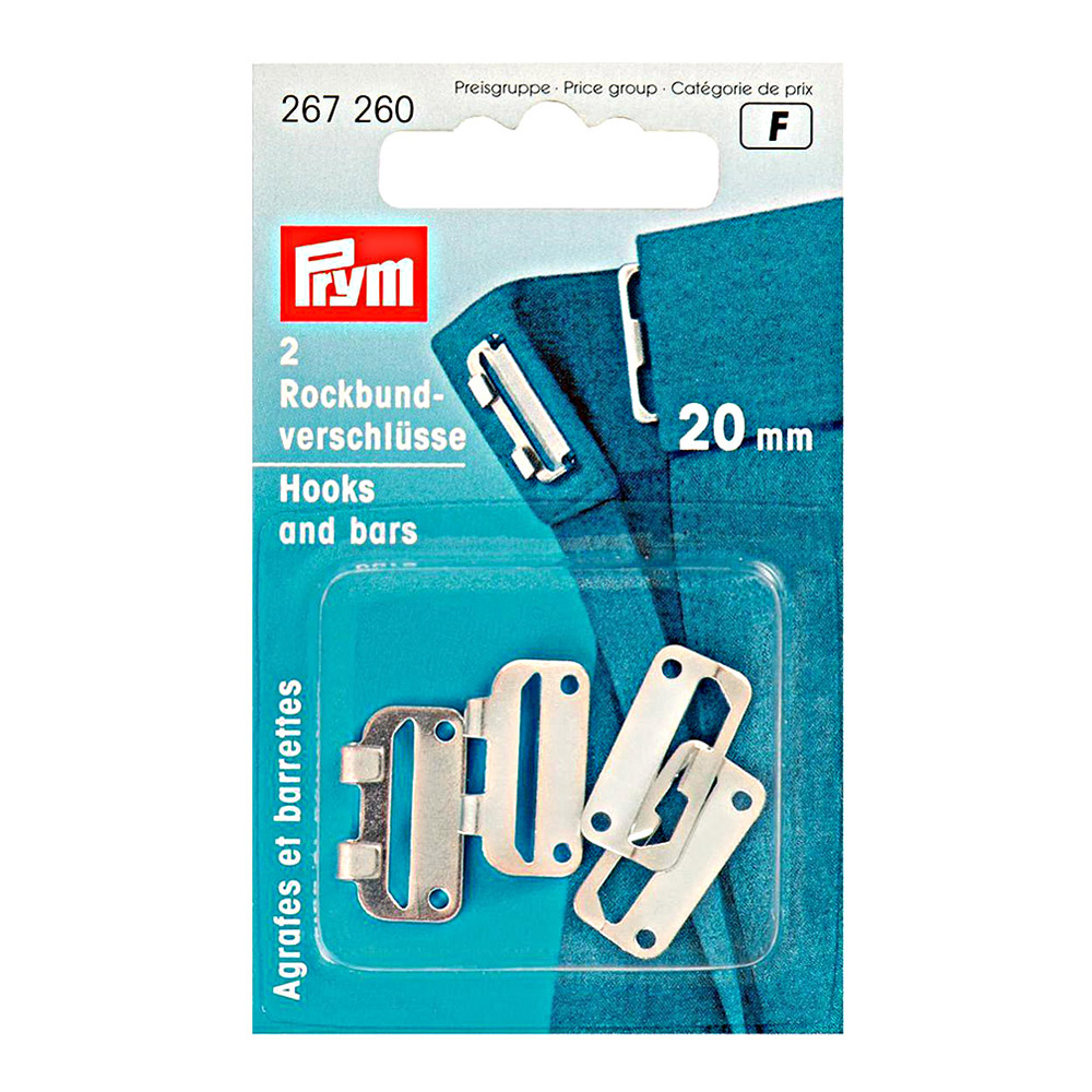 267260 Застежки для пояса юбки 20 мм x 20 мм в блистере 2 шт. пришивные PRYM 