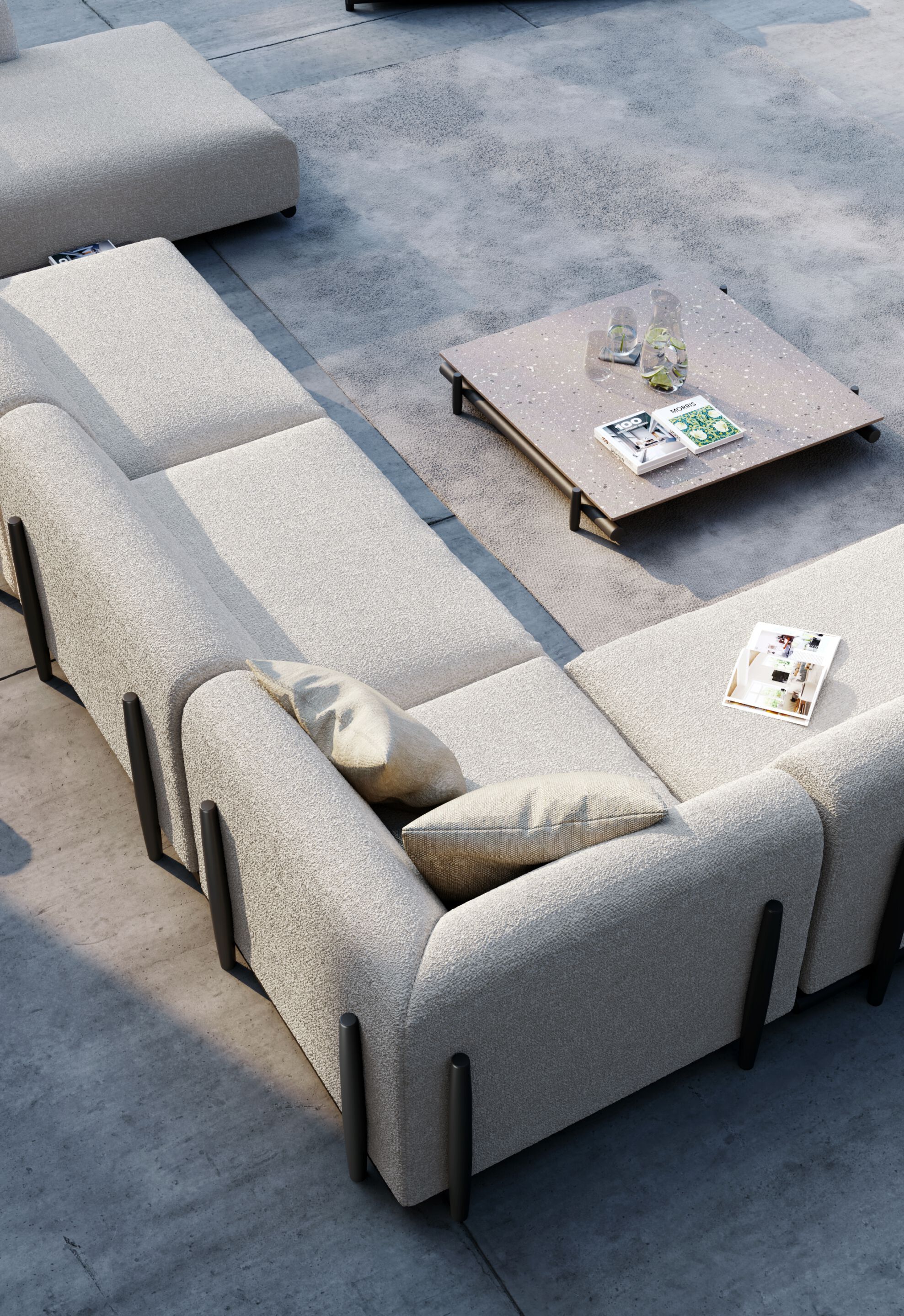 Низкий садовый стол из керамогранита Unopiù Давос ARCH-00141901 - Вид №2