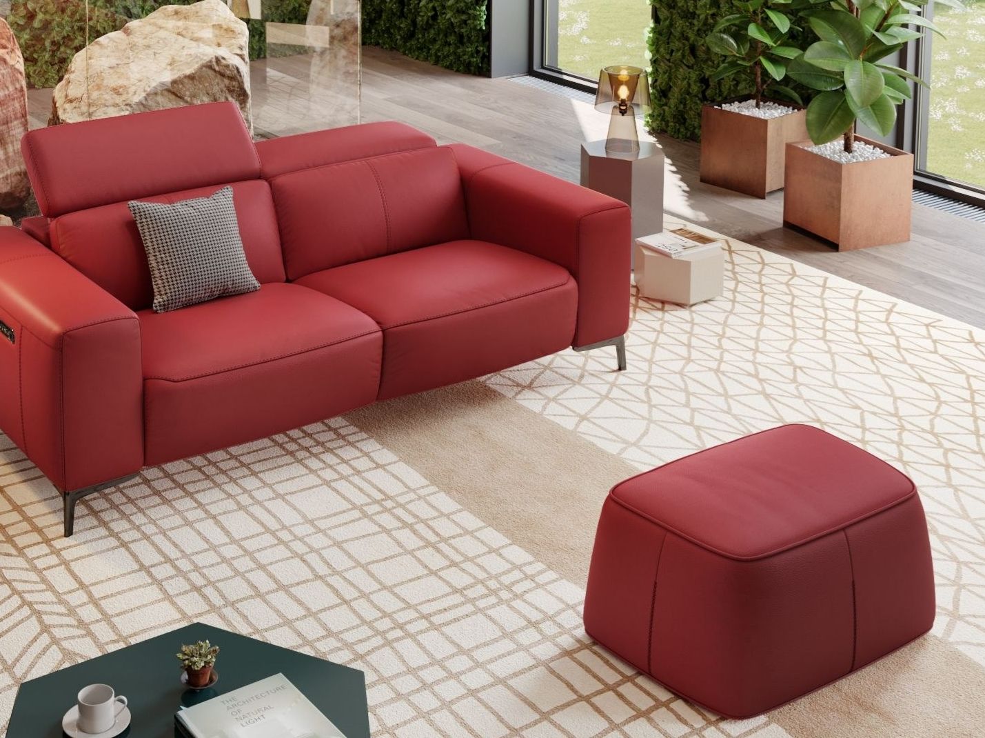 Кожаный прямоугольный пуф Sofanella Montefino ARCH-00110269 - Вид №1