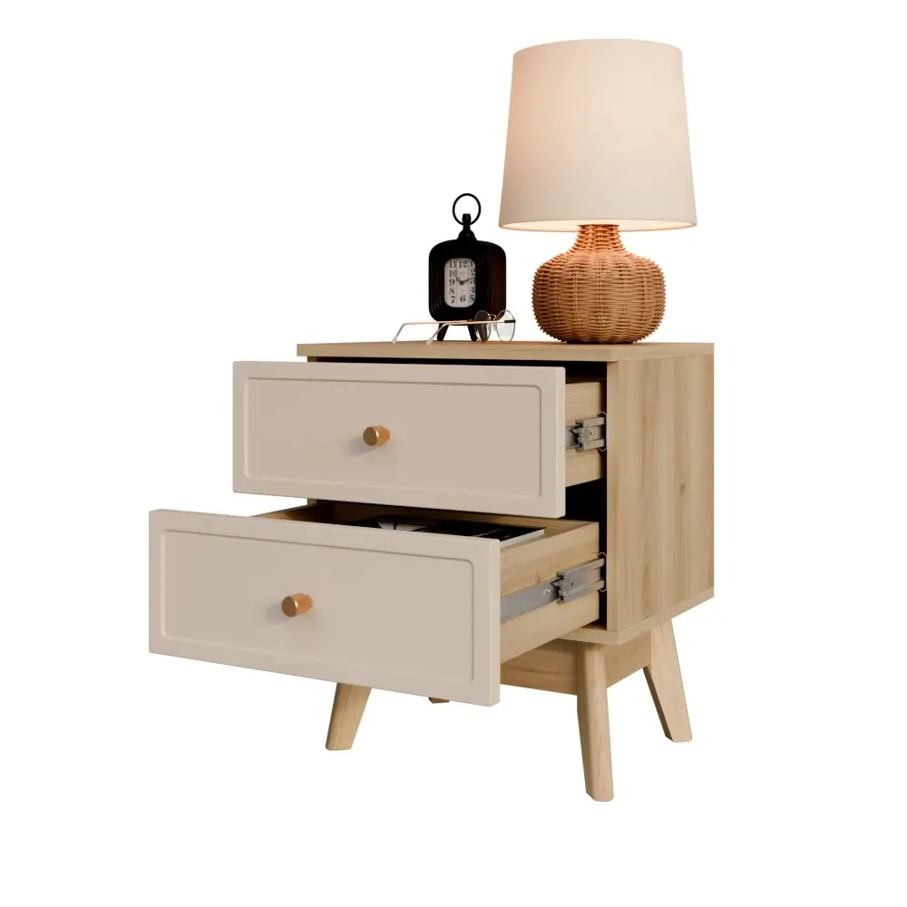 Тумба прикроватная 2 ящика KONSENSA Лион Амьен 45x54x35 см ЛДСП цвет бежевый STLM-2111655 - Вид №7
