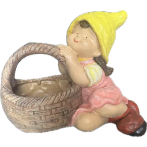 Садовая фигура 'Девочка с лукошком' из смолы 39×32×22 см 89411516