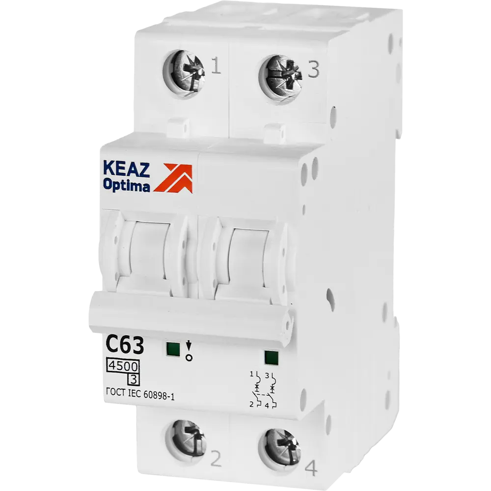 Автоматический выключатель КЭАЗ Opti Din BM63 2P 63А для надежной защиты электросети 89206653 STLM-1391398