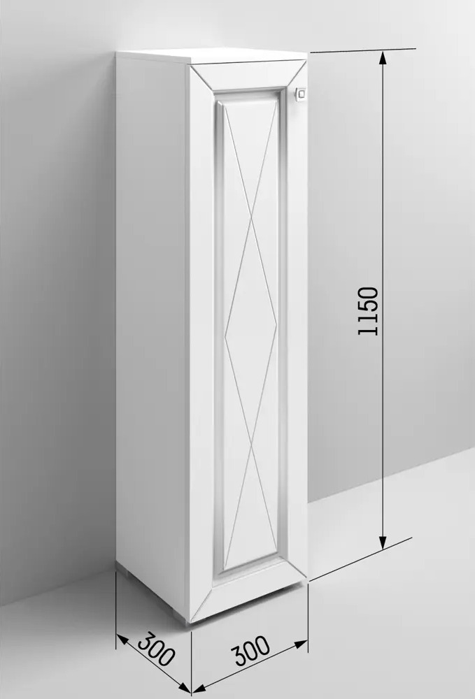 91617107 Шкаф для ванной Regent Style Винтаж правый напольный 30x115см цвет белый STLM-0989427