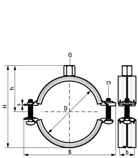 3396140 KSB2 Хомуты с вкладышем epdm (M8/10) для стальных, медных, чугунных и пластиковых (многослойных) труб walraven  - Вид №1