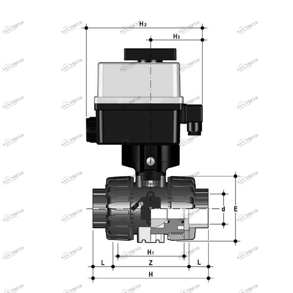 SANIT 351414206 2/2-ходовой шаровой кран VKR DualBlock®, ПВДФ, д 16-63, разъем для сварки термической сварки 