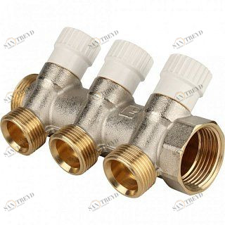 Коллектор 1" STOUT с вентилями на 3 выхода 3/4"ЕК SMB6851013403