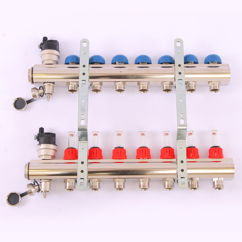 Коллекторная группа TOPWAY с термостатическими вентилями и расходомерами с метрической резьбой EMMETI 1"xM24x19 7 выходов 01298190 - Вид №3