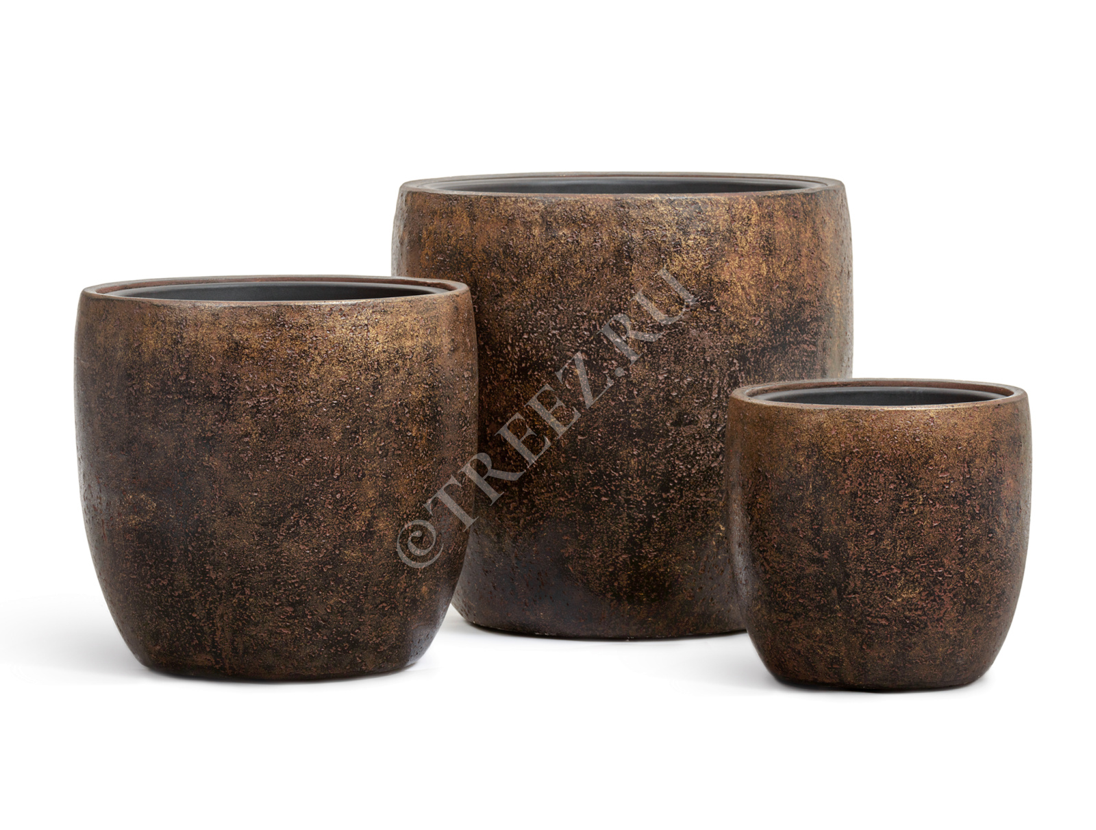 41.3321-04-050-RM-30 Кашпо  Effectory - серия Metal - Конус-чаша - Rough с золотой патиной Цветочная коллекция 