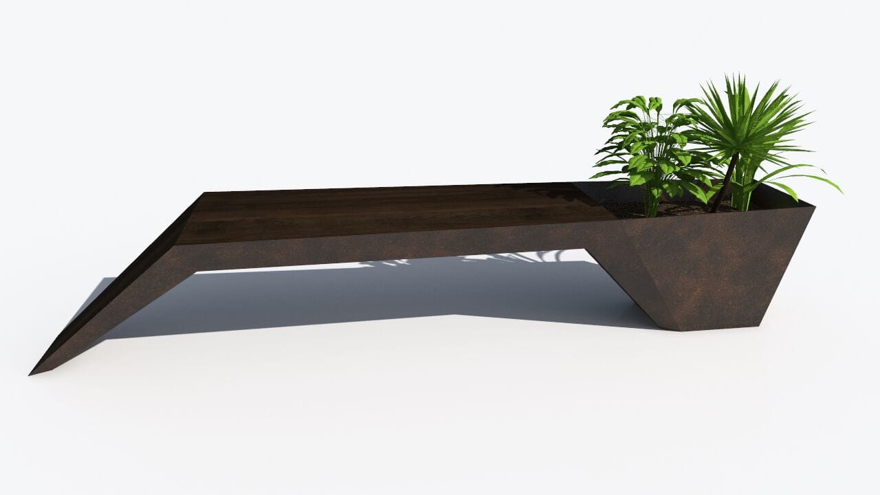 Скамейка из дерева и листового металла со встроенной плантатором без спинки CITYSì URBAN ARCH-00044158 - Вид №33