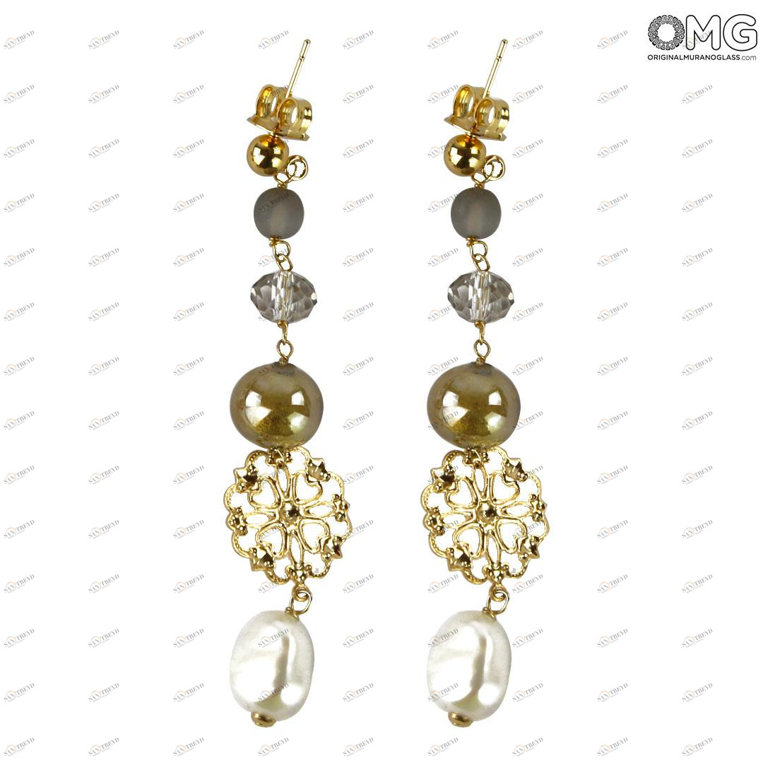 3822 ORIGINALMURANOGLASS Серьги Кристалл - Коллекция Antica Murrina - муранское стекло OMG 6 см 