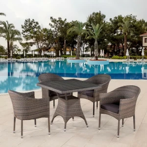 Мебель садовая, искусственный ротанг, серая на 4 персоны Kera AFINA  241046 Серая