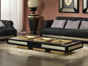 Vismara Design Низкий прямоугольный журнальный столик из лакированного дерева Classic