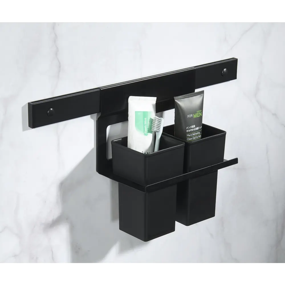 Держатель двух стаканов Swensa Lund для рейлинга металл пластик цвет чёрный STLM-2158790 - Вид №2