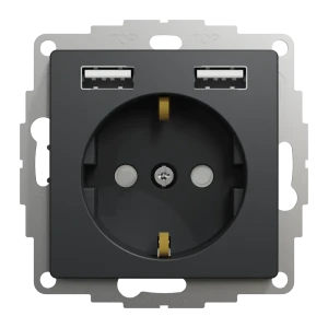 Розетка встраиваемая Systeme Electric Sedna Design с заземлением разъем USB, цвет антрацит 84826868 STLM-2032555
