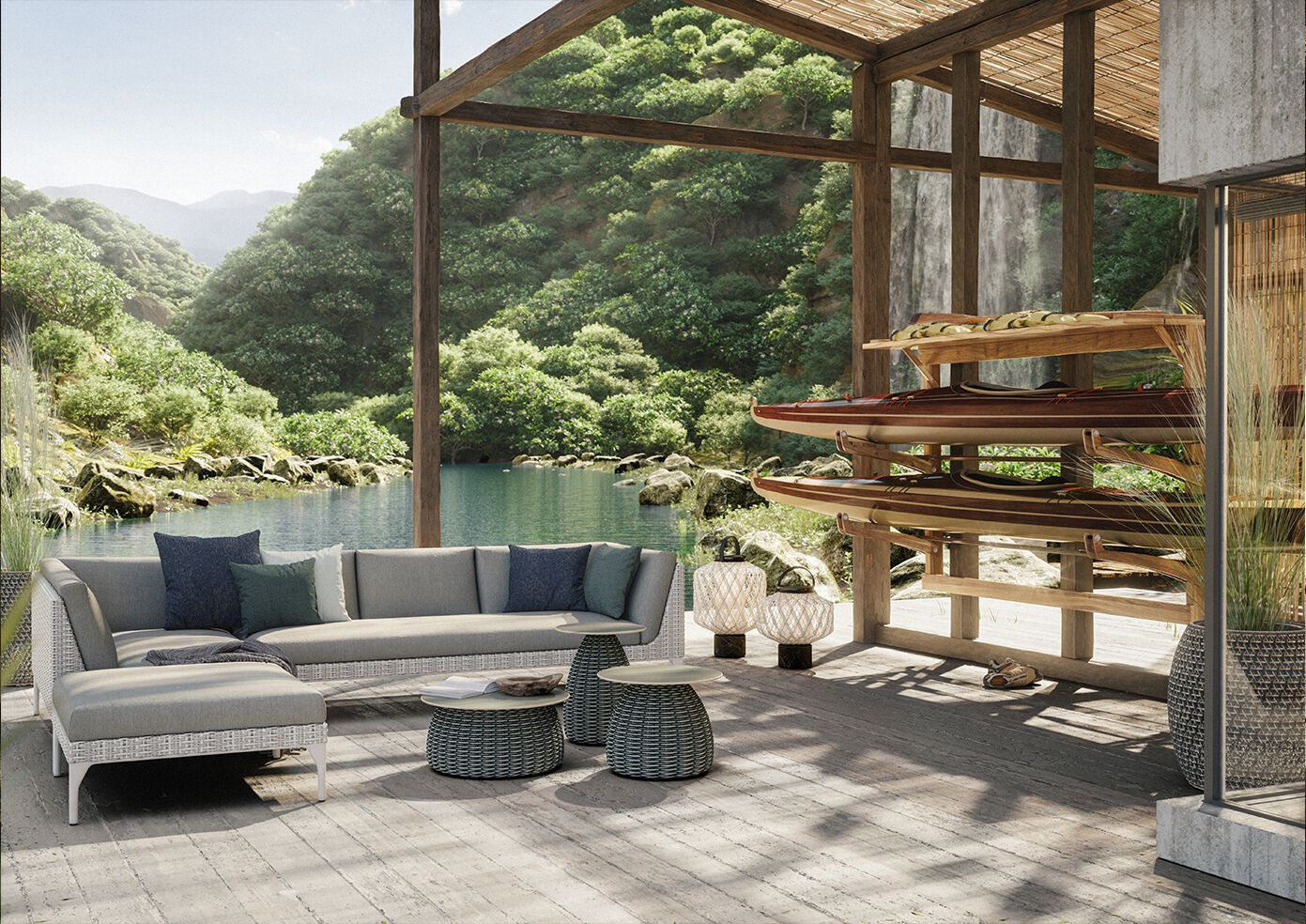 Тканевый модульный угловой садовый диван DEDON MU ARCH-00150811 - Вид №12