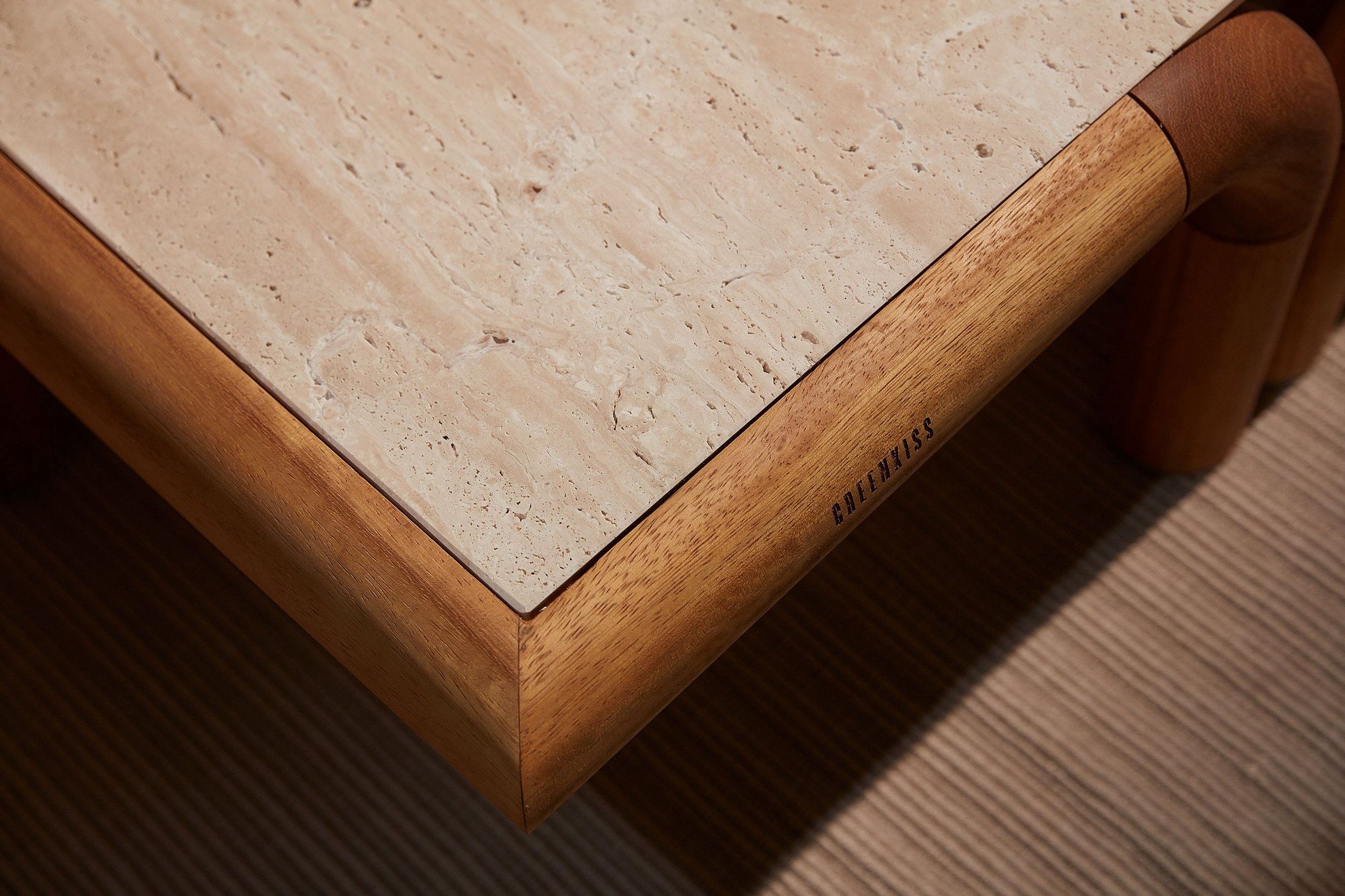 Прямоугольный садовый стол из ироко и травертина Paolo Castelli Greenkiss ARCH-00118089 - Вид №3