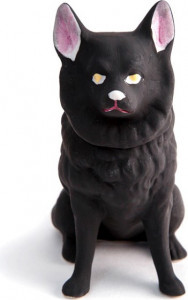 10617396 Мануфактуры Гарднеръ в Вербилках Скульптура 12 см "Собака" "Черная" Фарфор, Керамика