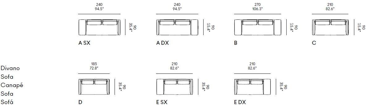 Casamania & Horm 2-х местный диван со съемным чехлом из ткани или кожи Billie sun-id-1479735 - Вид №5