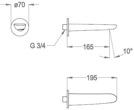 Fir Italia Стенной излив Synergy open 93 9344115 - Вид №1