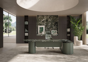 Стол со встроенным сервисным шкафом и мраморной столешницей