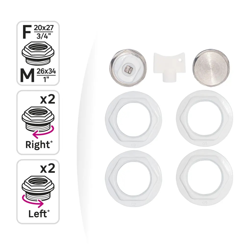 Монтажный комплект для радиатора MONLID 1"x3/4" сталь белый 7 шт. 89374502 STLM-2119978 