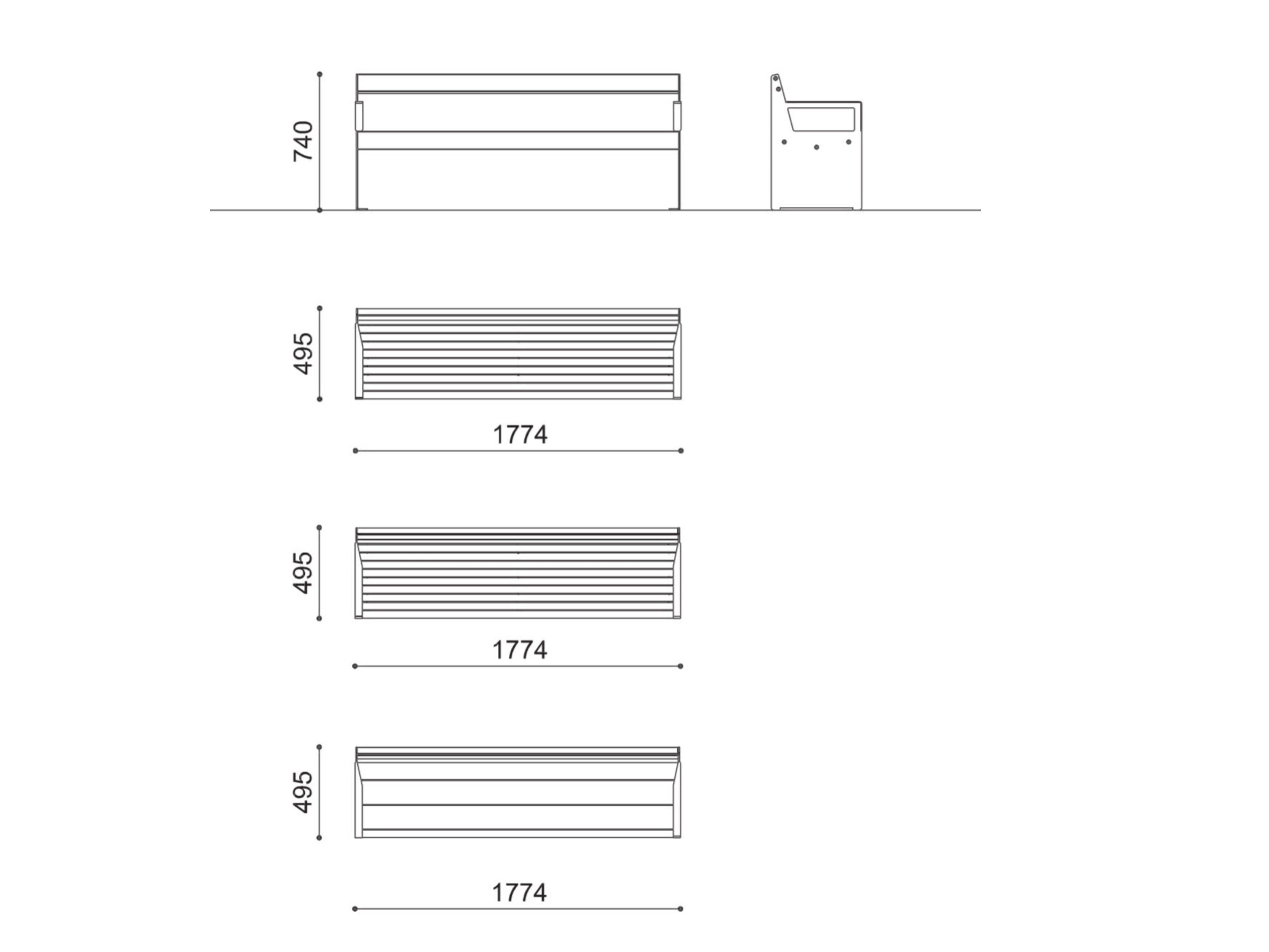 Оцинкованная стальная скамья со спинкой с подлокотниками City Design Lena ARCH-00128656 - Вид №2
