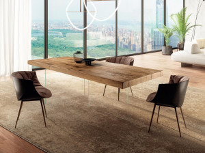 Прямоугольный стол из дерева и стекла