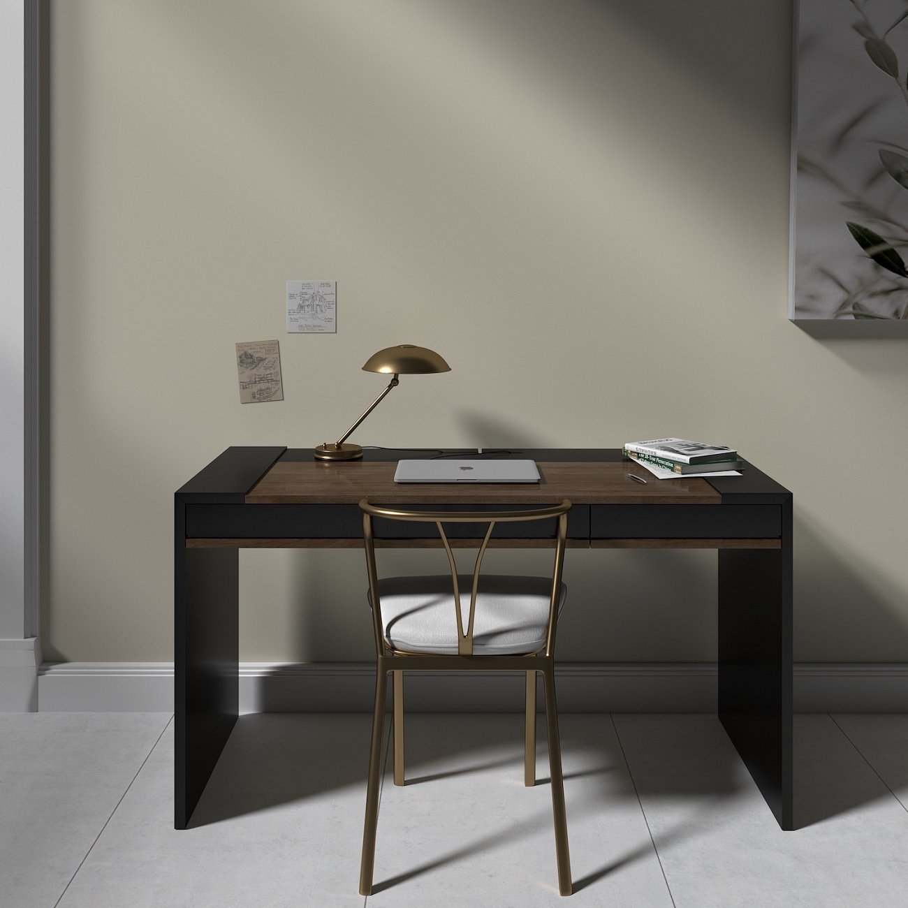 Письменный деревянный стол черный 160 см Mass BRAGIN DESIGN  00-3879376 Коричневый;черный  - Вид №1