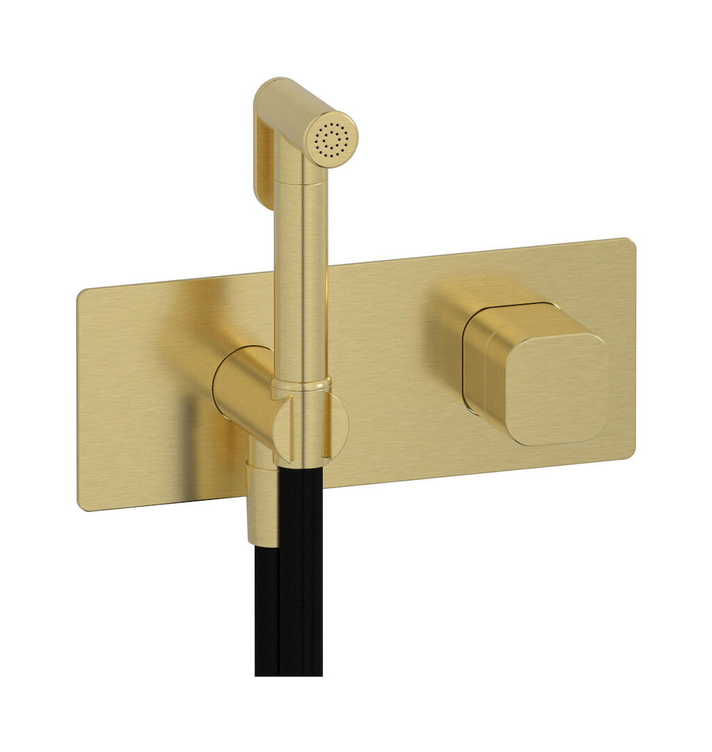 Внешние части гигенического душа со смесителем. WE ARE IB eo706is_1 Brushed Pale Gold Elio