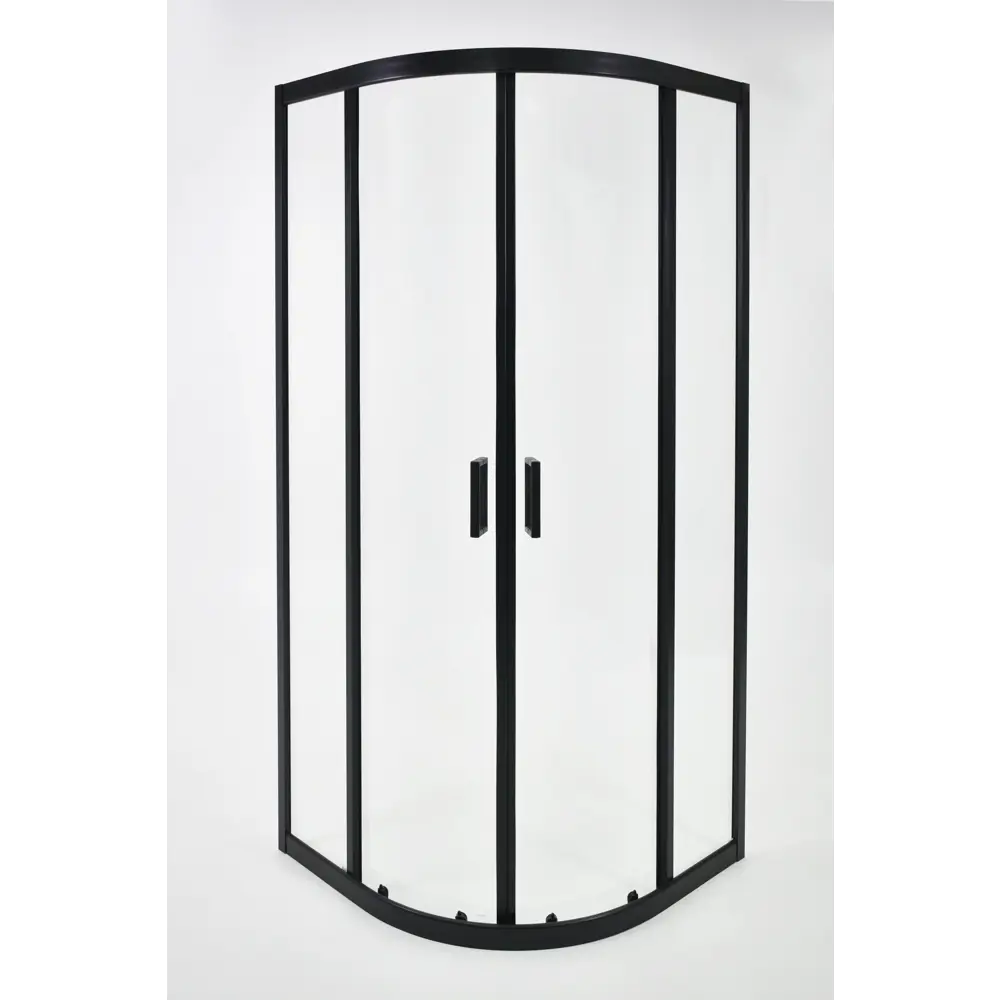 МЕТАКАМ Душевой уголок черный с прозрачным стеклом 80×80 см 89361545 Полукруг STLM-1444122 - Вид №1