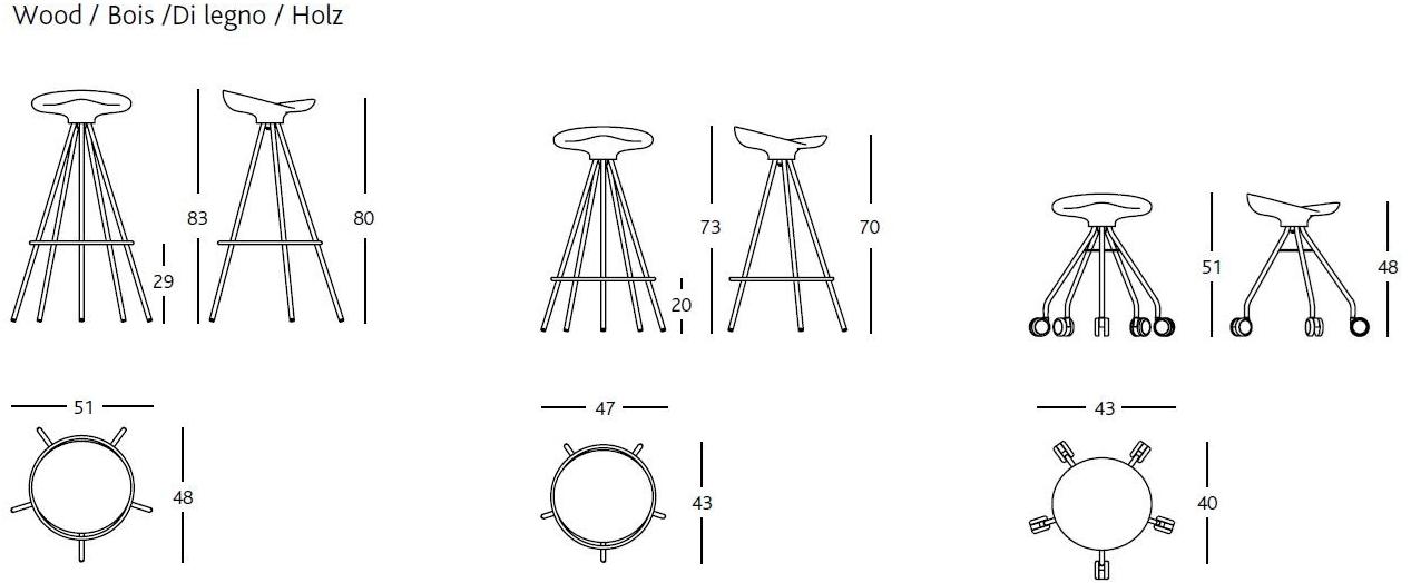BD Barcelona Design Табурет на козлах из алюминия и дерева с подставкой для ног Jamaica sun-id-1390872 - Вид №5
