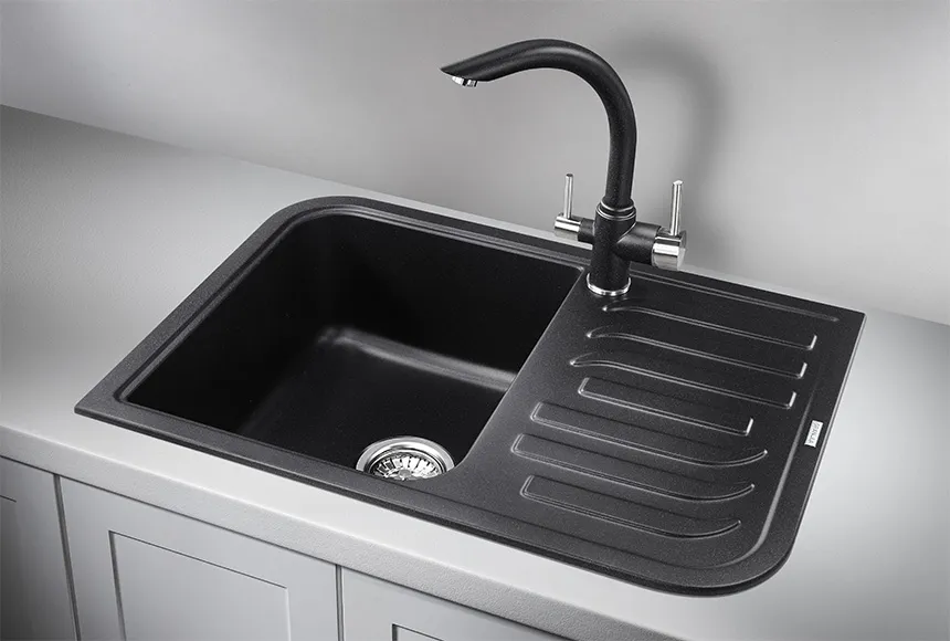 7001, ЧЁРНЫЙ, кухонная мойка, кварц GRANULA 7001-ST121