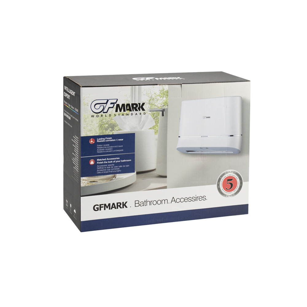 GFmark - Диспенсер для бумажного полотенца МАТОВЫЙ ХРОМ, на две пачки, с ключом, пластиковый, изогнутый. Под Z салфетки., код: 923  - Вид №5