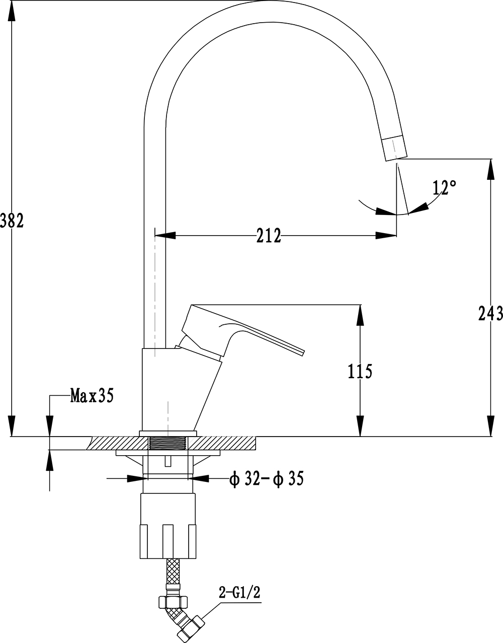 Кухонный смеситель 50235018 черный GranFest Ewigstein - Вид №1