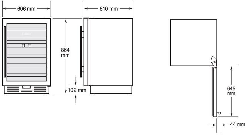 Sub-Zero Вертикальный винный шкаф из нержавеющей стали со стеклянной дверцей класса e Cantine vino Icbuw-24  - Вид №2