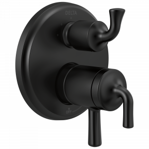 T27833-BL Облицовка клапана Monitor с 2 рукоятками серии 17 с 3- или 6-позиционным переключателем Delta Faucet Kayra Матовый черный
