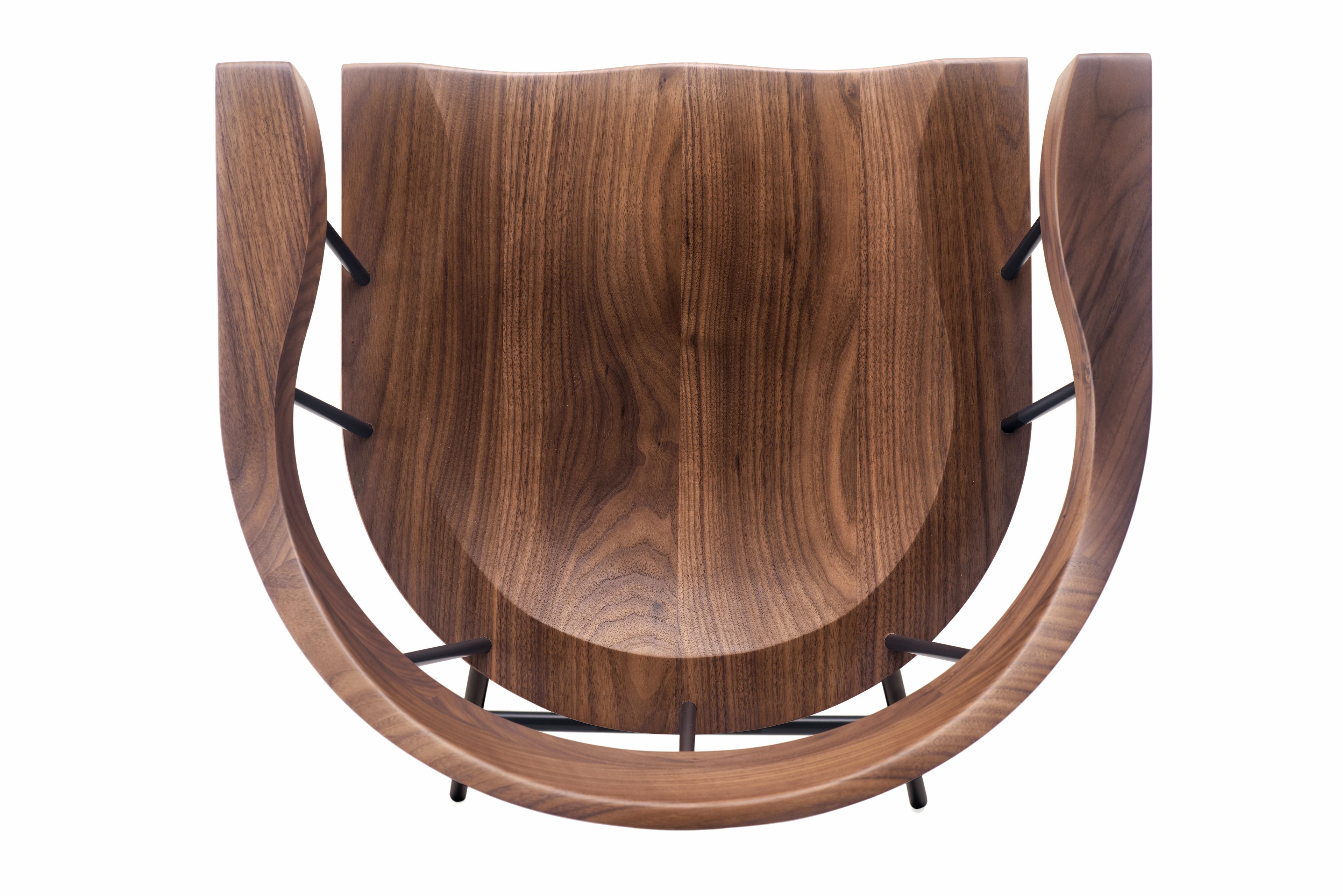 Высокий барный стул из стали и дерева с подлокотниками BassamFellows Spindle ARCH-00104076 - Вид №5