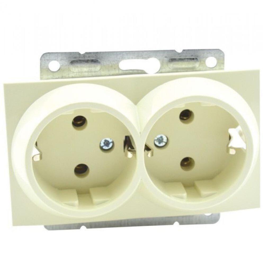 500-001704-120 Розетка 2К+З двойная 16A 250V винтовое подключение крем Mono Electric Despina/ Larissa