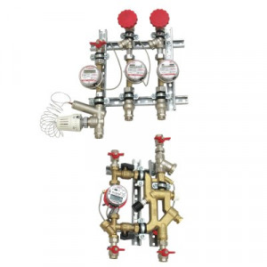 VT.NM.VPR.06.0.0 Квартирная станция для систем отопления и водоснабжения вертиального размещения с рециркуляцией ГВС и перепускным клапаном Valtec 1,5/0,6 м куб./ч