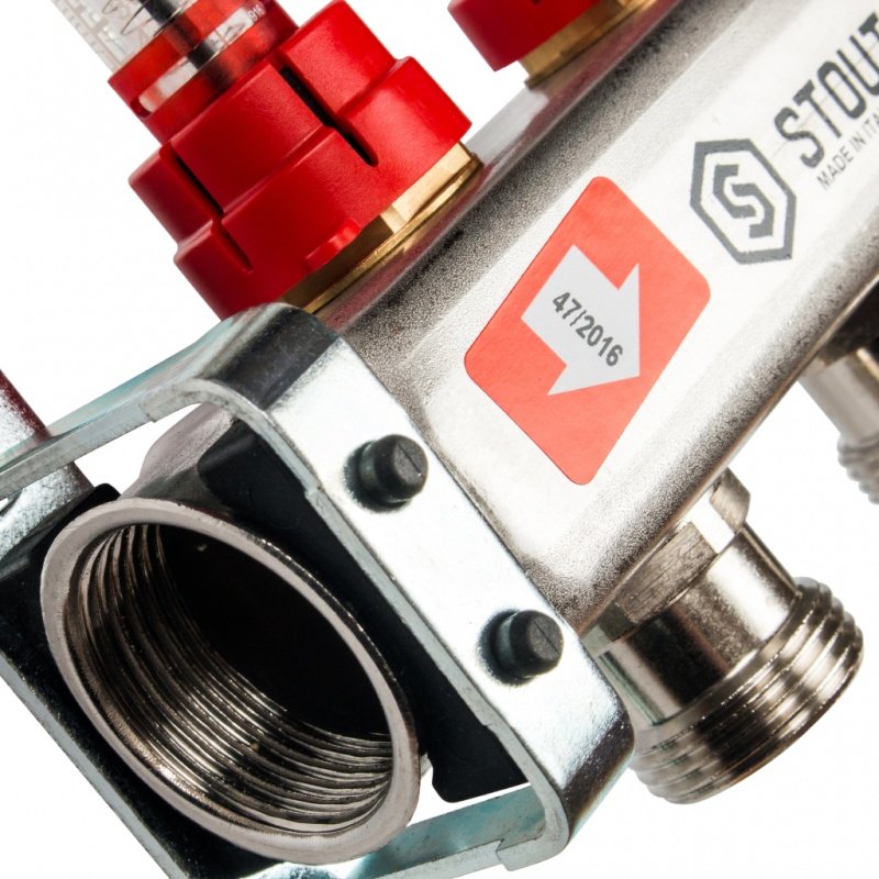 Коллектор из нержавеющей стали на 3 вых. с расходомерами STOUT SMS0917000003 - Вид №1